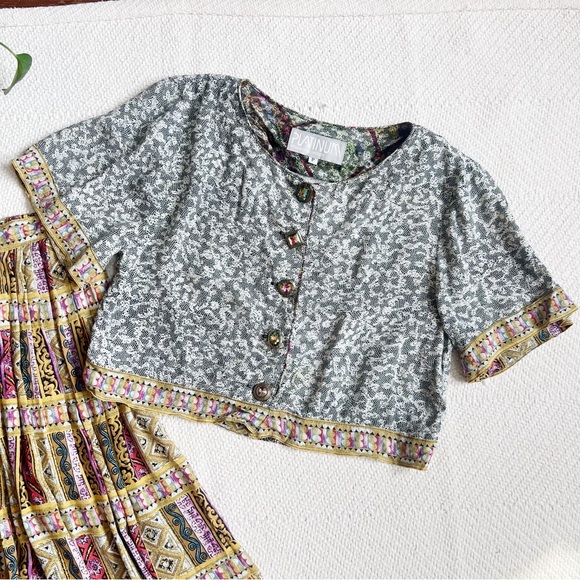 Vintage 90s Cropped Top and Aline Midi Skirt Matching Set - Picture 2 of 12